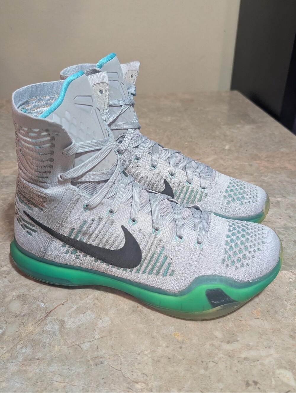 Nike Kobe 10 X Elite "Elevate" OG High (2014) Wolfe-Grey Hyper Green Men Size 8